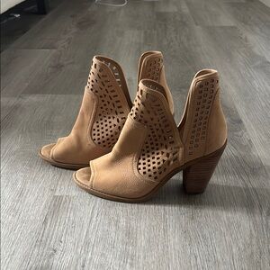 Jessica Simpson Tan Peep-Toe Ankle Boots